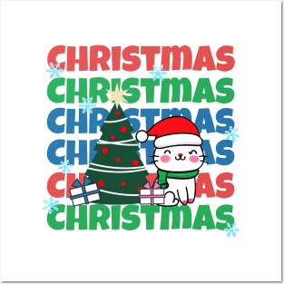 Cat kawaii Christmas Posters and Art